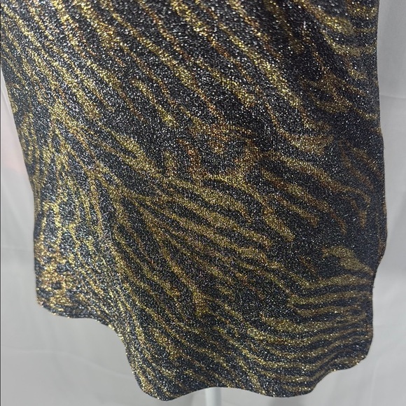 Ganni Gold and Brown Zebra Print Fitted Top Size 40/L - Picture 5 of 10